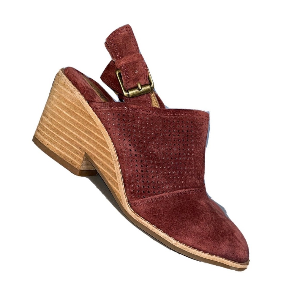 Sofft Womens Burgundy Dark Red Suede Sling Back Wedge Close Toe Shoe